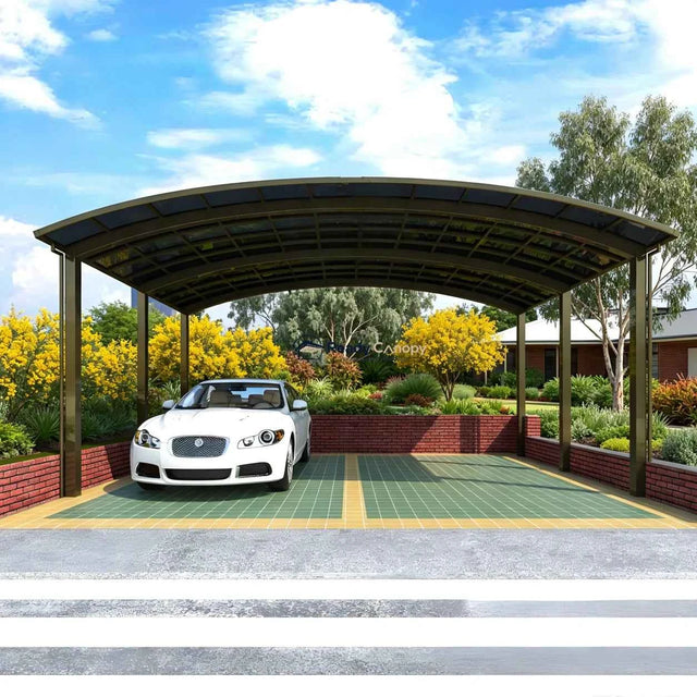 M-Shape Double Carport - Champagne - Ready Canopy