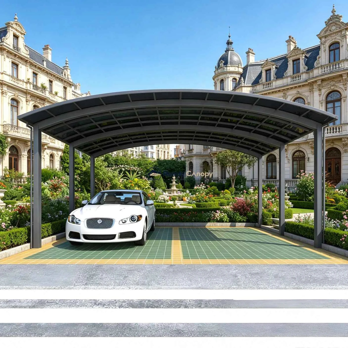 M-Shape Double Carport - Grey - Ready Canopy