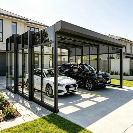 Retractable Double Carport & Garage Kits - Ready Canopy