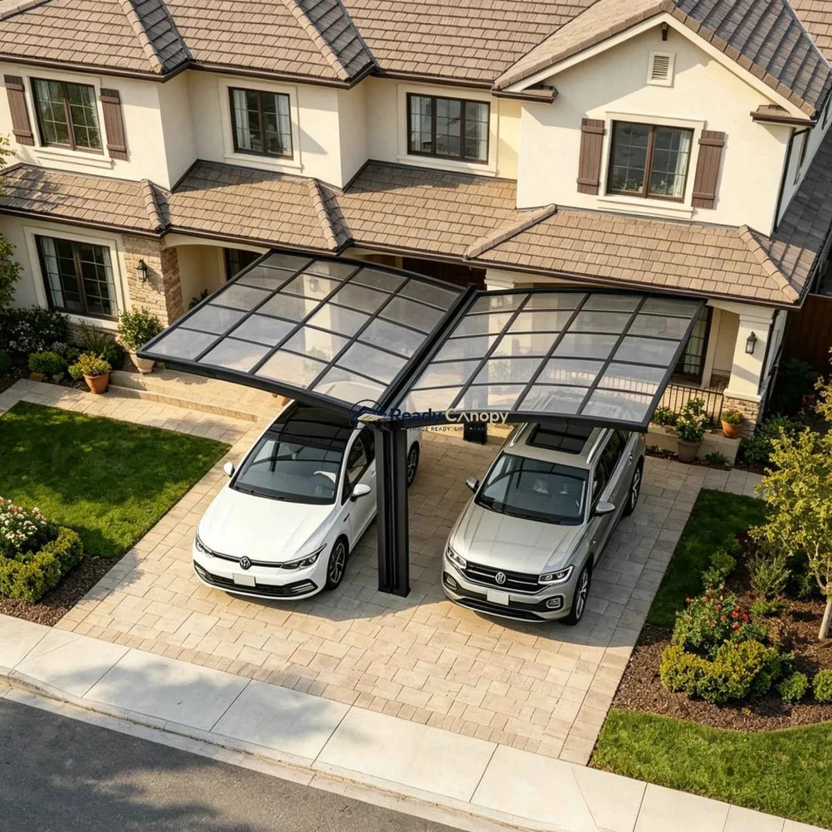 Y Shape Double Carport Kit - Grey - Ready Canopy